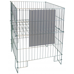 Folding Basket in wire, with A3 poster pocket, Zinc