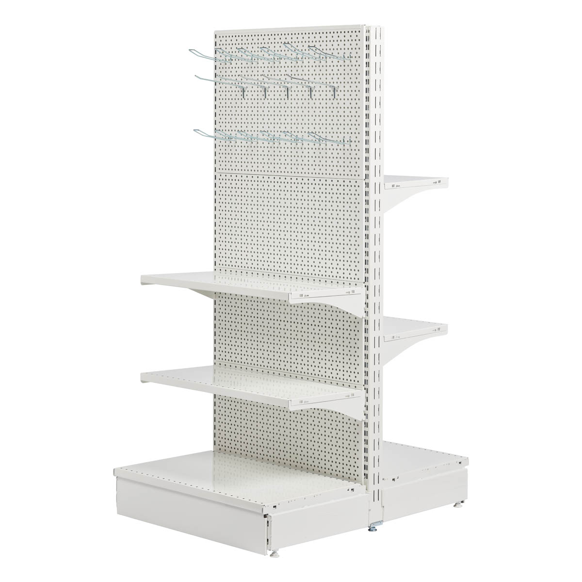 T-form gondola set with perforated back panel | Shop fittings | Geck