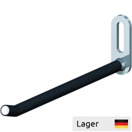Single hook Ø7 black rubber coated, with upturned end, for mounting with a screw