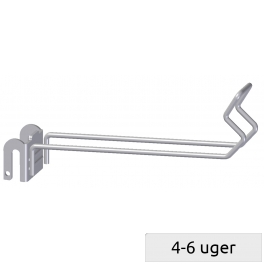 Double hook with limitation of theft, for 6mm bar